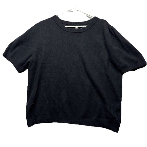 Maeve Tops - Maeve Anthropologie Harmon Jacquard Sweater Tee Short Sleeve Black Size 2X